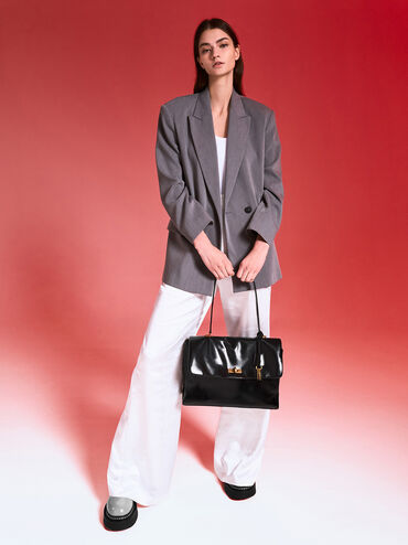 Kerry Top Handle Satchel Bag, Black, hi-res