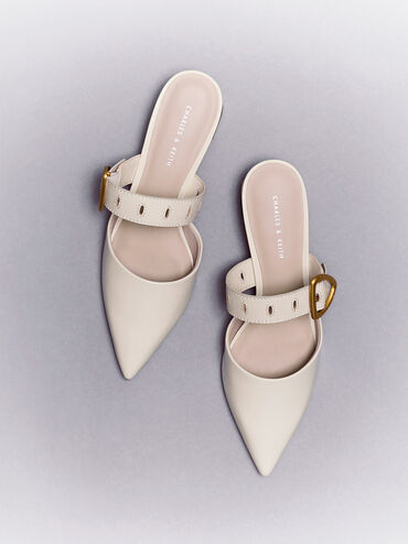 Sepphe Cut-Out Heeled Mules, สีครีม, hi-res