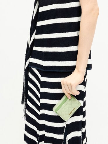 Cleo Two-Tone Quilted Card Holder, Matcha Green, hi-res