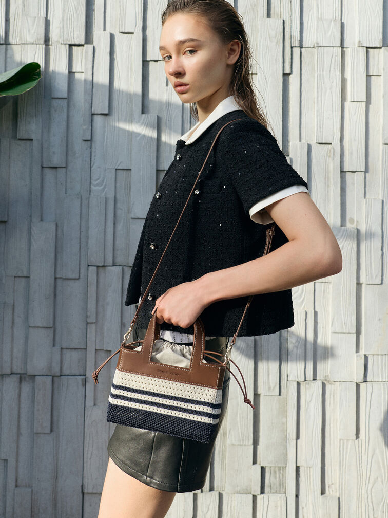 Girls' Ida Striped Knitted Mini Bag, Multi, hi-res