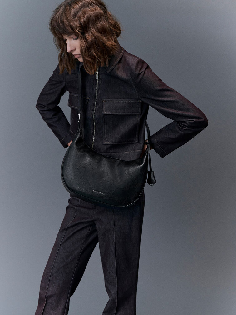 Large Vega Hobo Bag, Noir, hi-res