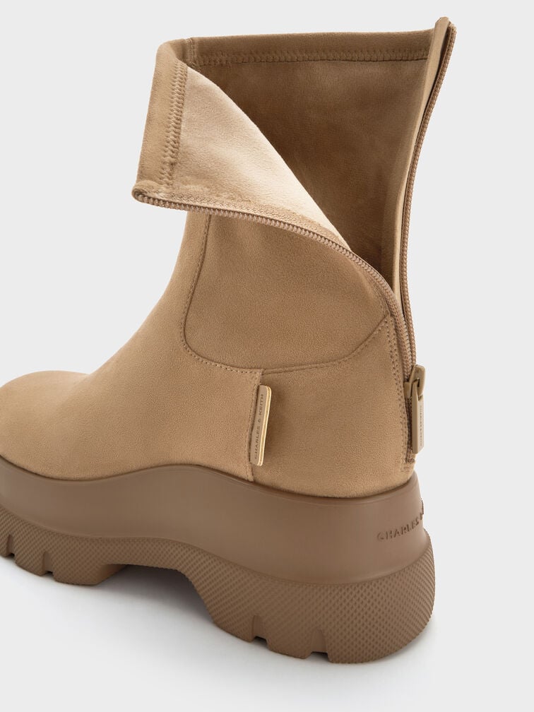 Leoi Faux Suede Back-Zip Chunky Ankle Boots, Camel, hi-res