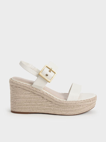 Buckled Espadrille Wedges, , hi-res