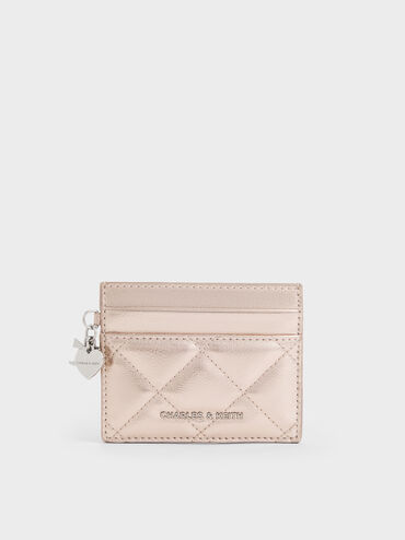 Arrietty Metallic Quilted Card Holder, Rose Gold, hi-res