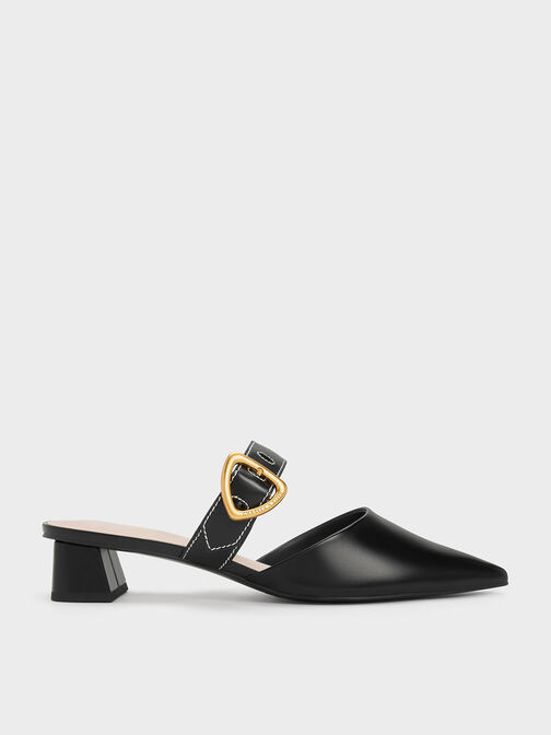 Sepphe Cut-Out Heeled Mules, Black, hi-res