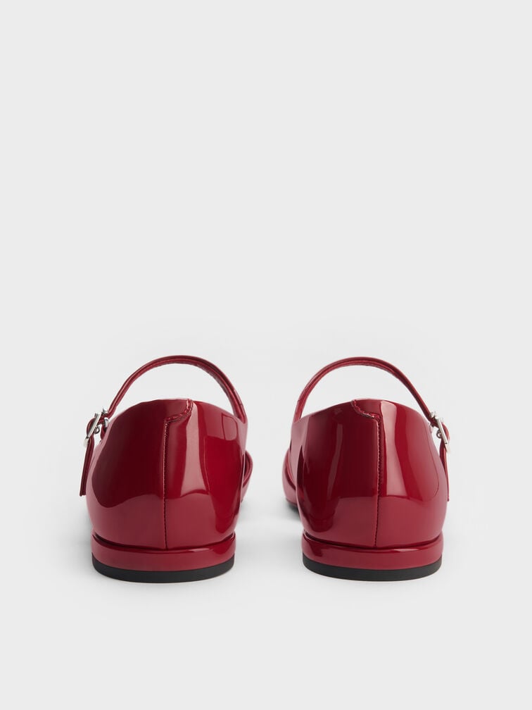 รองเท้าแมรี่เจนวัสดุหนังแก้วดีไซน์ D'Orsay, สีแดง, hi-res