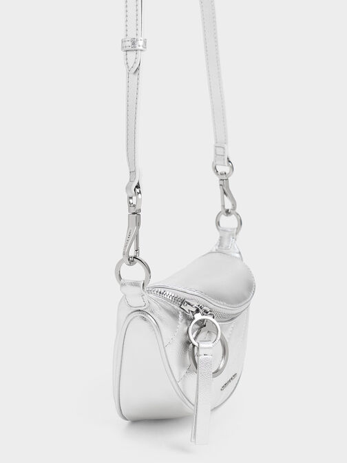 Philomena Crinkle-Effect Half-Moon Crossbody Bag, , hi-res