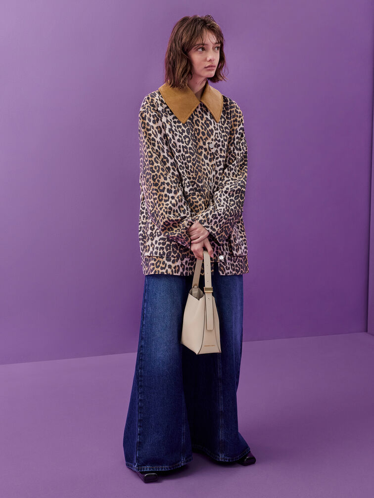 กระเป๋าทรงถังรุ่น Edna, สีโอ๊ต, hi-res