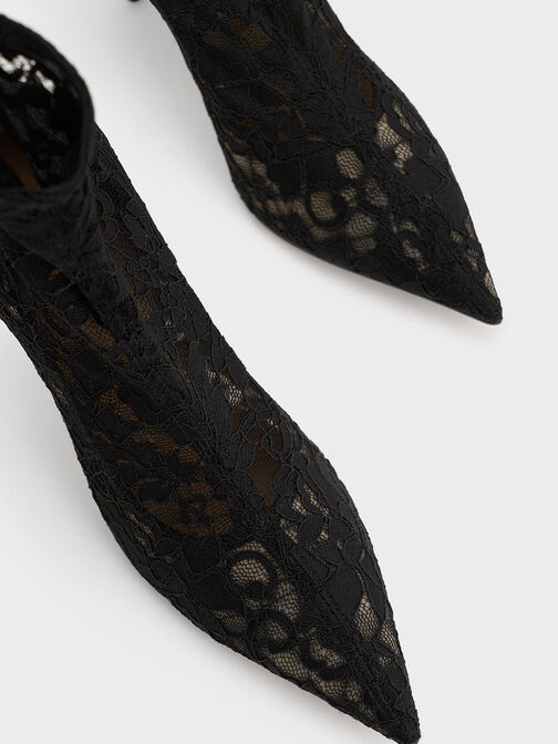 Lace & Mesh Ankle Boots, , hi-res