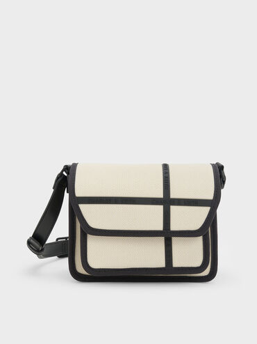 Avenue Contrast-Trim Crossbody Bag, Cream, hi-res