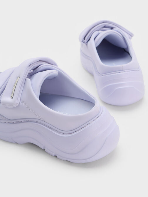 Nylon Padded Double-Strap Slip-On Sneakers, สีไลแลค, hi-res