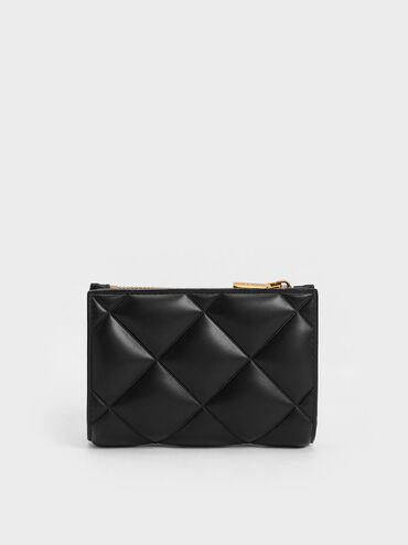Gemma Quilted Card Holder, Black, hi-res