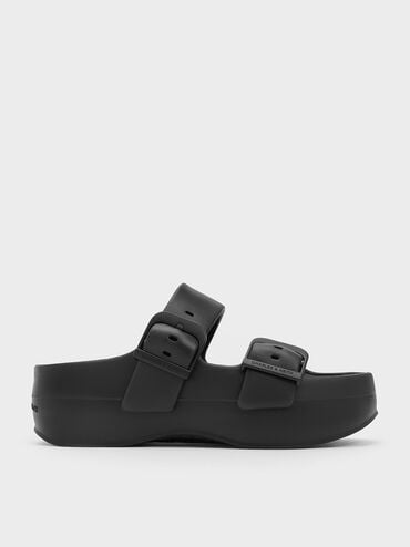 Bunsy Double-Strap Sports Sandals, Black, hi-res