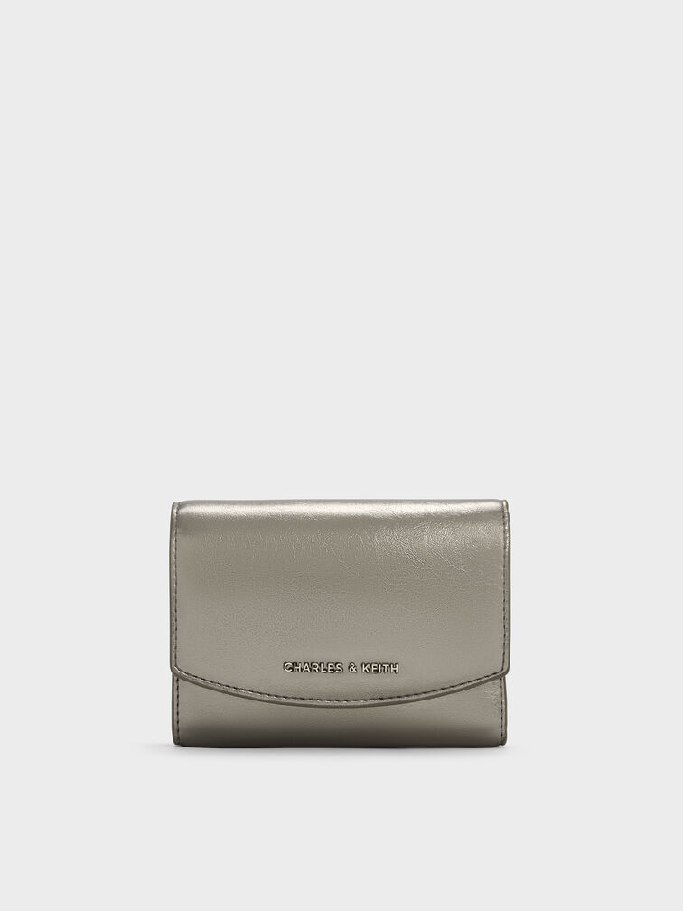 Briony Crinkle-Effect Curved Flap Wallet, Pewter, hi-res