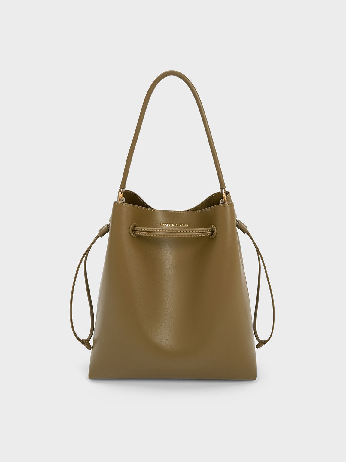 Khaki Drawstring Hobo Bag CHARLES KEITH TH