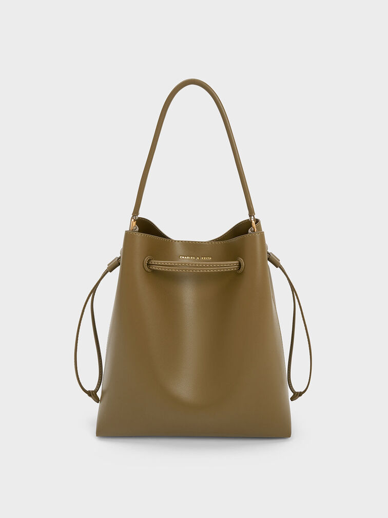 กระเป๋าโฮโบ Khaki Drawstring Hobo Bag CHARLES & KEITH TH