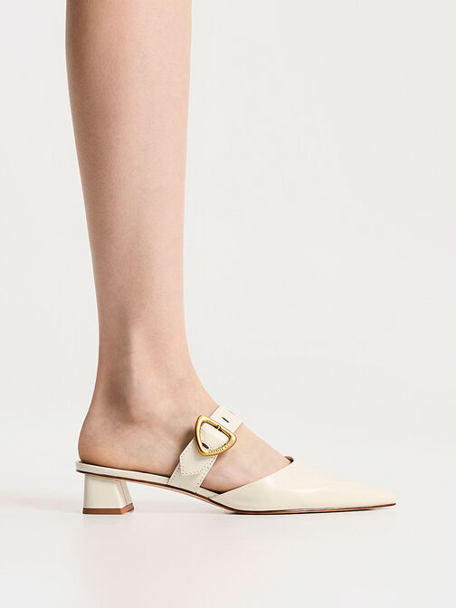 Sepphe Cut-Out Heeled Mules, Cream, hi-res