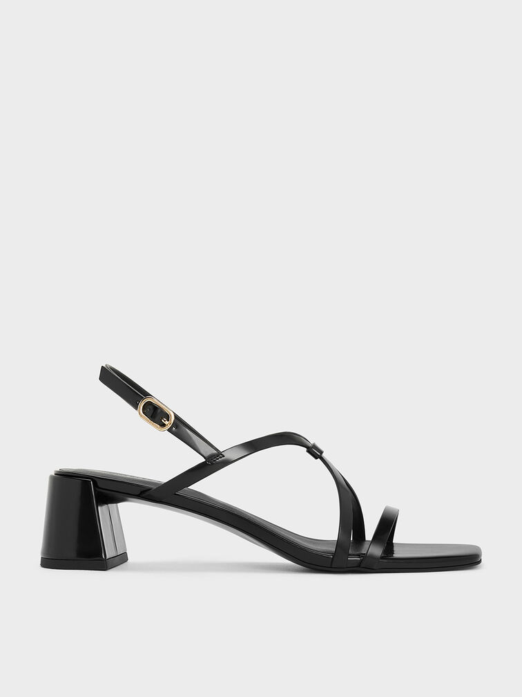 Strappy Block-Heel Slingback Sandals, Black Boxed, hi-res