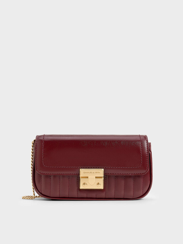 Mini Donna Crinkle-Effect Bag, Burgundy, hi-res