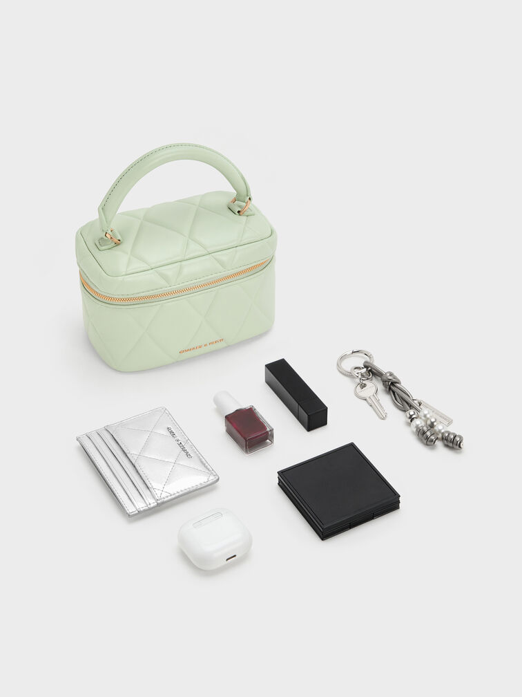Arwen Quilted Top Handle Vanity Bag, Mint Green, hi-res