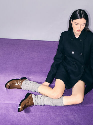 Buckled-Strap Loafers, Brown, hi-res