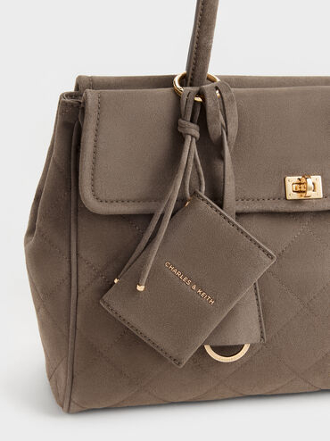 XL Apfra Quilted Tote Bag, Stone Grey, hi-res