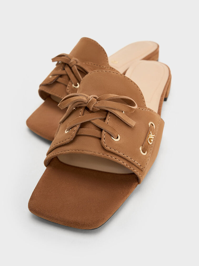 Kori Suede Lace-Up Slide Sandals, Cognac, hi-res