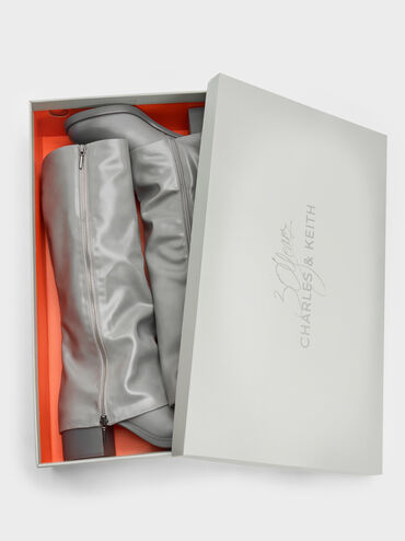 Louise Burnished Knee-High Boots, Light Grey, hi-res