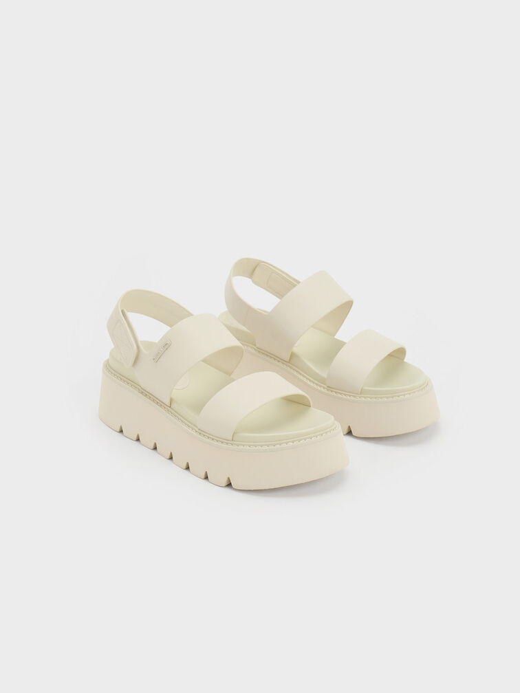 Chunky Flatform Sandals, สีชอล์ค, hi-res