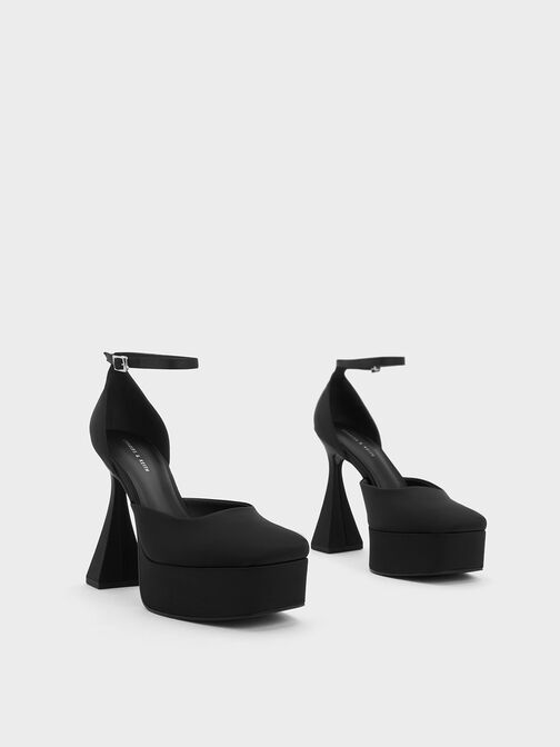Recycled Polyester Flared Heel D'Orsay Pumps, , hi-res