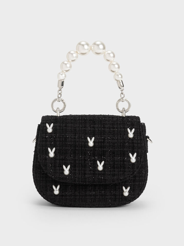 Bunny Tweed Beaded Handle Bag, , hi-res