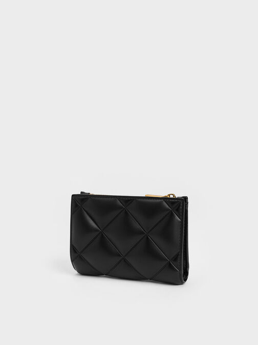 Gemma Quilted Card Holder, Black, hi-res