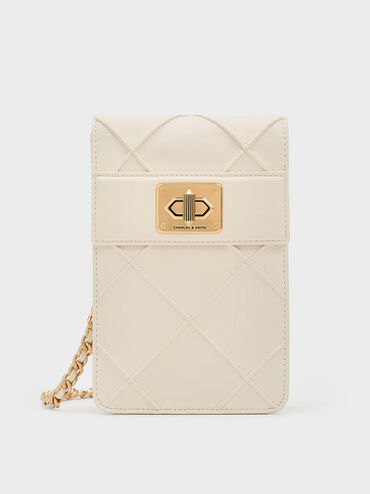 Eleni Quilted Elongated Crossbody Bag, Cream, hi-res