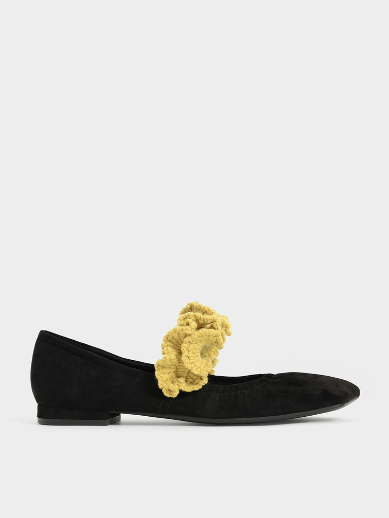 Textured Ruffle Strap Mary Janes, , hi-res