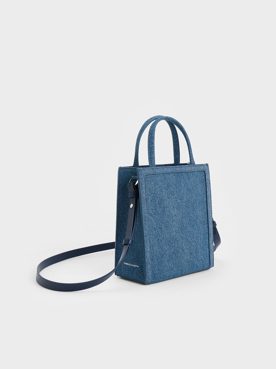 Blue Denim Double Handle Tote Bag CHARLES KEITH TH