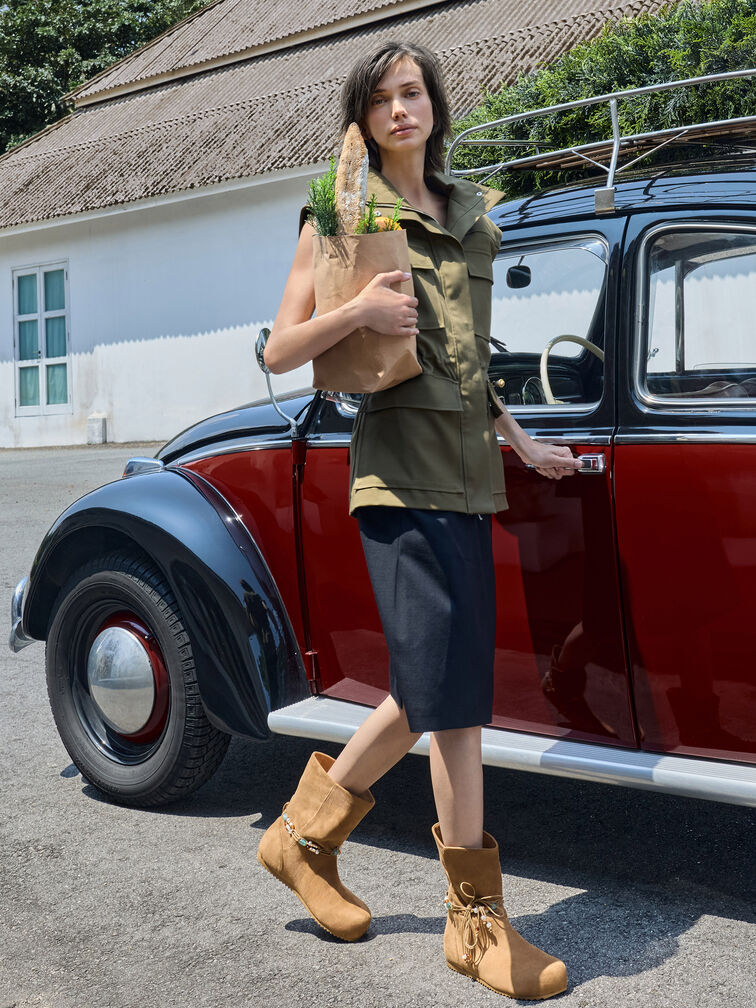 Franca Faux Suede Beaded Flatform Boots, Sand, hi-res