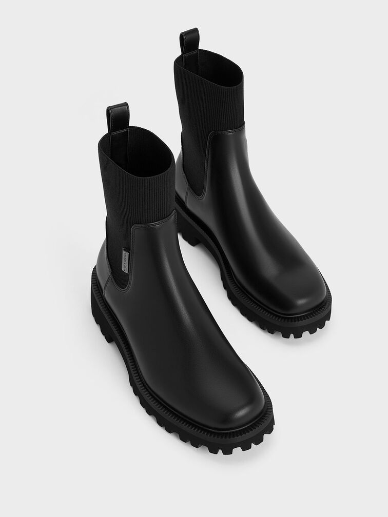 Knitted Sock Ridge-Sole Chelsea Boots, , hi-res