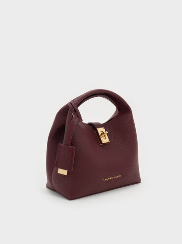 Mini Chance Turn-Lock Bucket Bag, Wineberry Red, hi-res