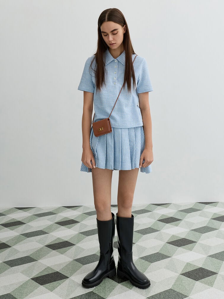 กระเป๋าสตางค์ดีไซน์สายมัดปมพร้อมตัวล็อคแบบหมุนรุ่น Edna, สีช็อคโกแลต, hi-res