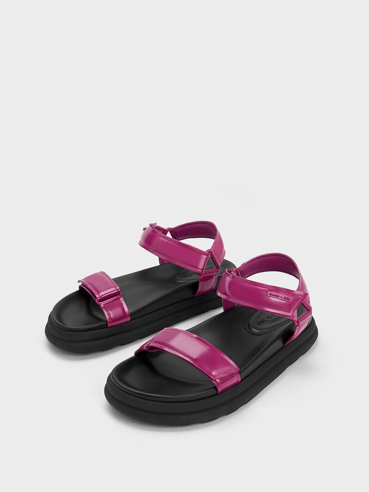 Patent Strappy Sports Sandals, , hi-res