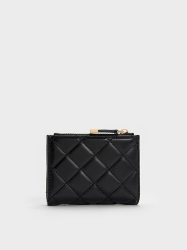 Alva Quilted Top-Zip Small Wallet, Black, hi-res
