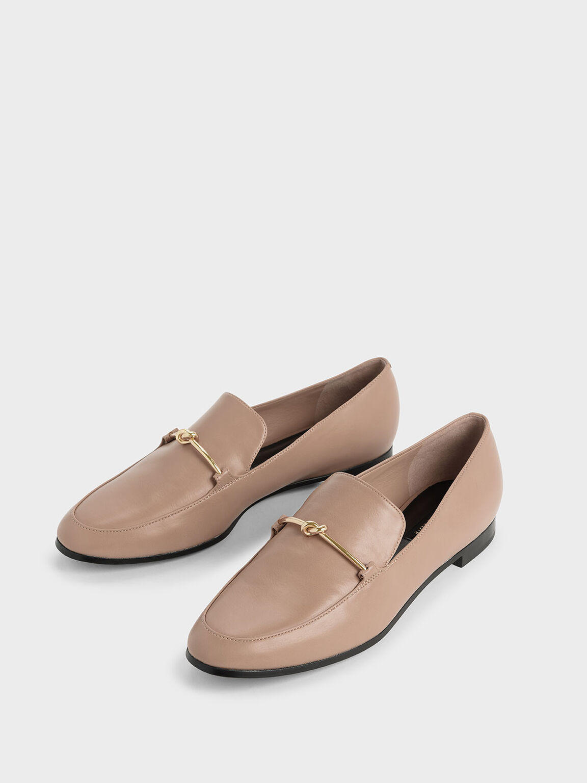 Metallic Knot Accent Loafers, Nude, hi-res