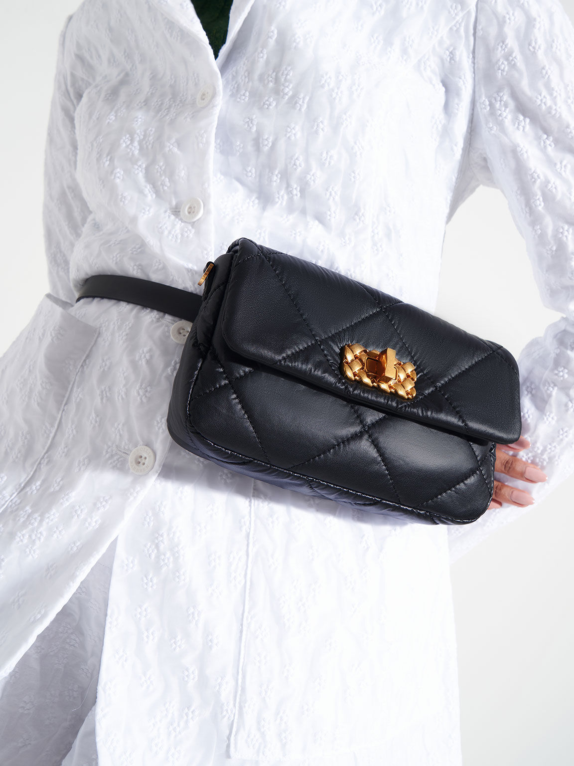 Black Paffuto Padded Crossbody Bag CHARLES & KEITH TH