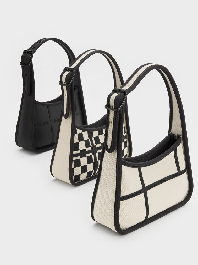 Avenue Contrast-Trim Trapeze Shoulder Bag, , hi-res