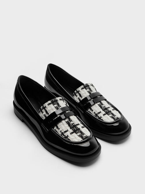 Patent Tweed Penny Loafers, , hi-res