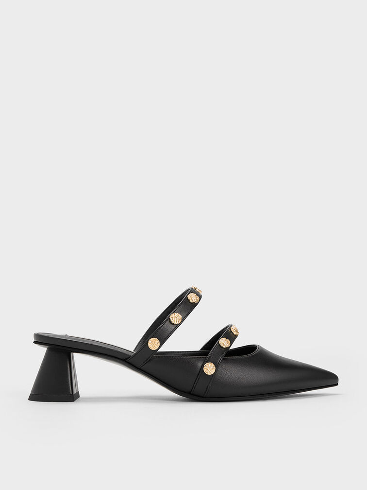 Studded Trapeze Heel Mules, , hi-res