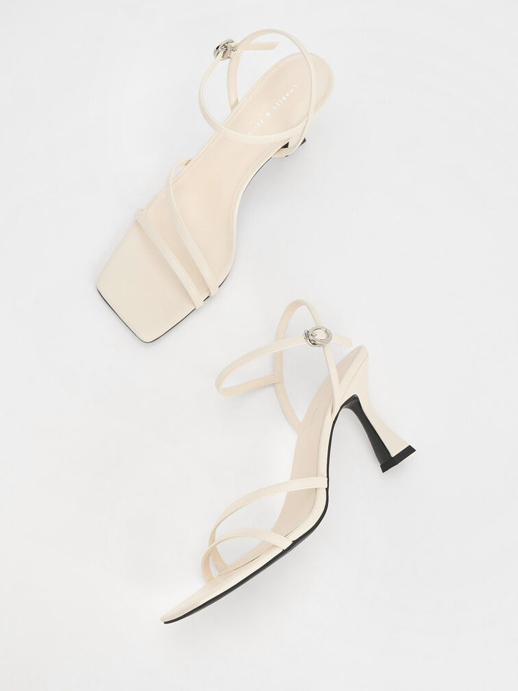 Strappy Trapeze Heel Sandals, สีชอล์ค, hi-res