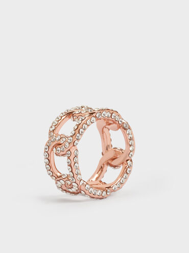 Gabine Swarovski Crystal Chain-Link Ring, สีโรสโกลด์, hi-res