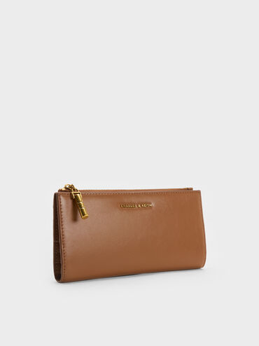 Cesia Top-Zip Long Wallet, Chocolate, hi-res
