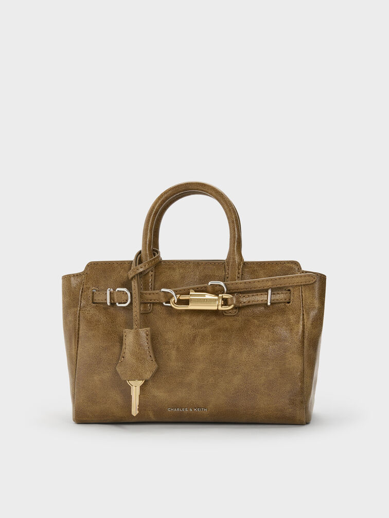 กระเป๋าโท้ทขนาดมินิรุ่น Delfina, สีวอลนัทบราวน์, hi-res